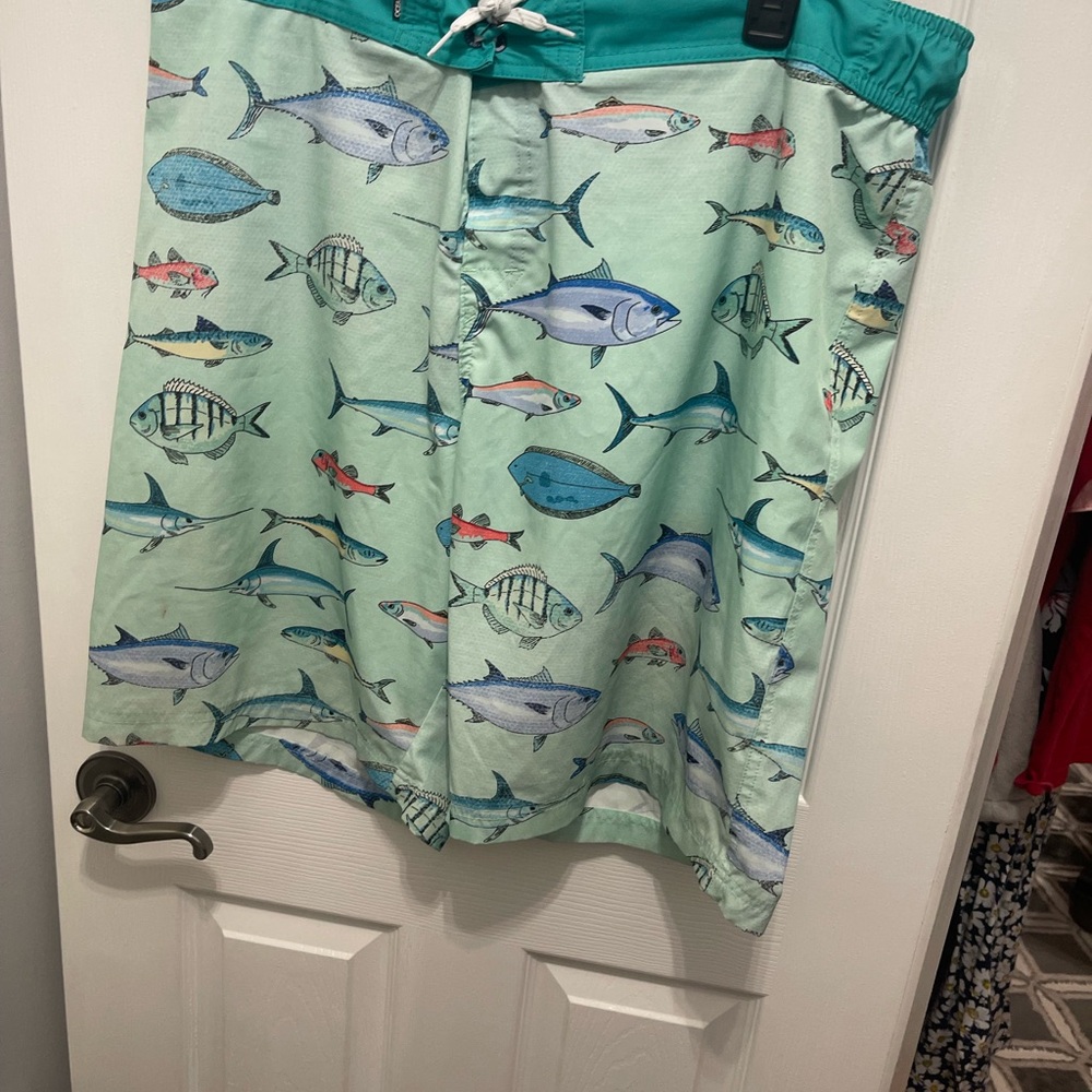 Playful Green Fish Pattern Board Shorts - Picture 3 of 15